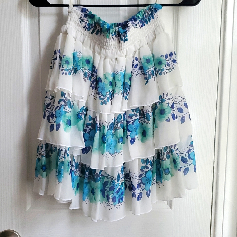 Floral Chiffon Ruffle Skirt